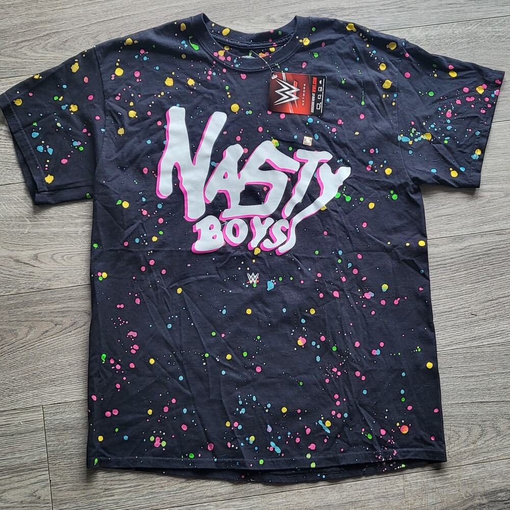 Nasty Boys WWE Wrestling Size Large Official 2019 Paint Splatter Tshirt NWT!!